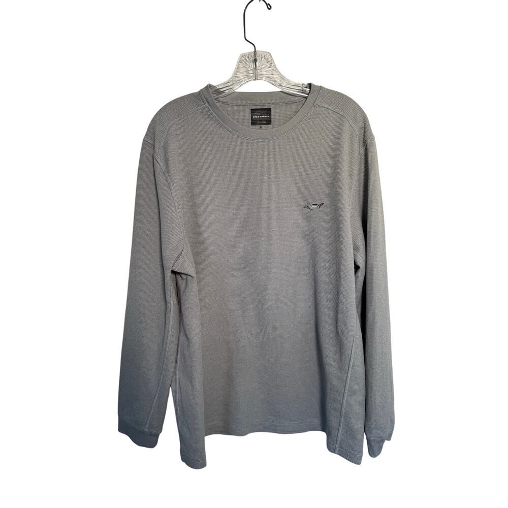 Greg Norman Mens Long Sleeve Waffle Thermal Crew Neck Shirt Size XL Gray